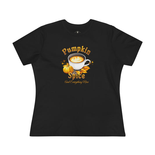 Pumpkin Spice Fall Black Womens T-Shirt