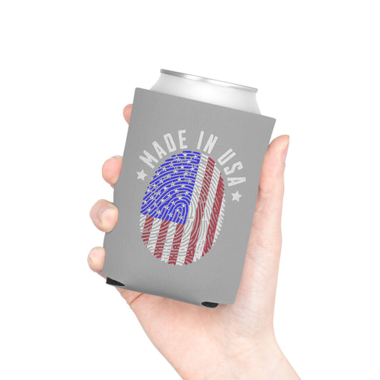 Made In USA Fingerprint Grey Koozie Can Cooler