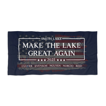 Make The Lake Great Again Tattered Flag Beach Towel