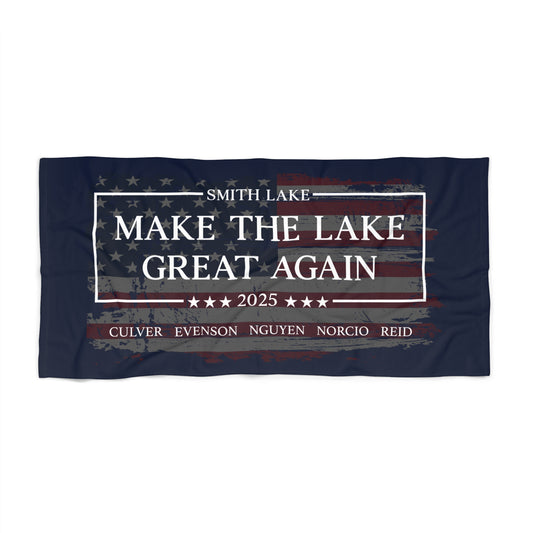 Make The Lake Great Again Tattered Flag Beach Towel