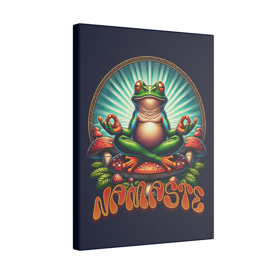 Namaste Yoga Frog Navy Wall Canvas