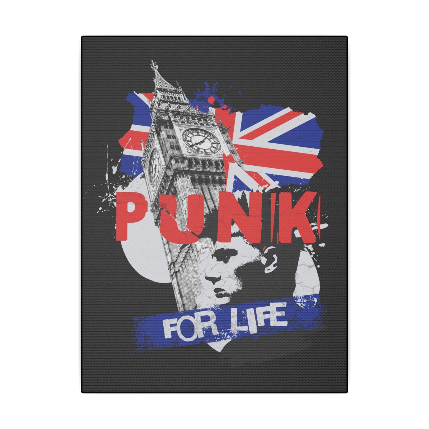 Punk For Life Black Wall Canvas
