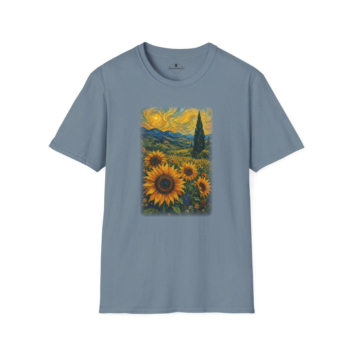 Renaissance Sunflowers Slate Blue T-Shirt