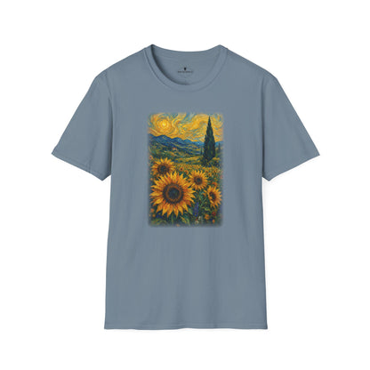 Renaissance Sunflowers Slate Blue T-Shirt