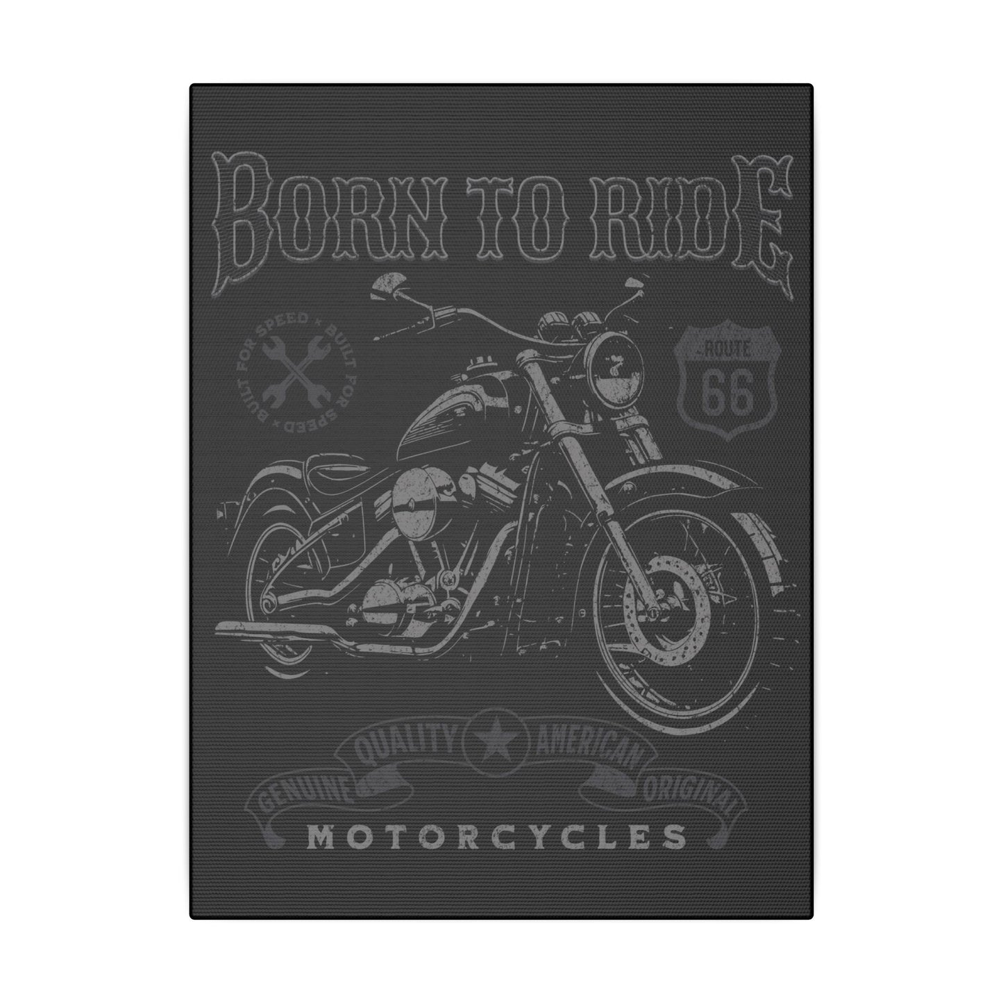 Born To Ride Motorcycle Black Wall Canvas