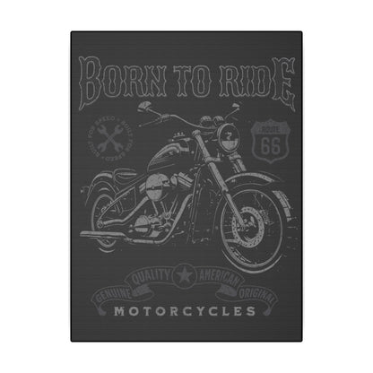 Born To Ride Motorcycle Black Wall Canvas