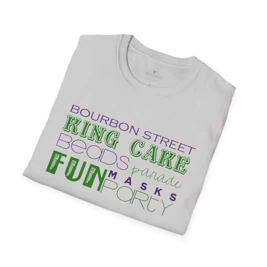 Mardi Gras Words Silver Grey T-Shirt