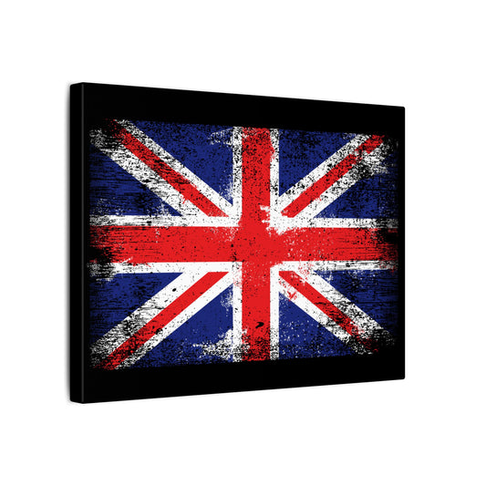 Union Jack UK Flag Black Wall Canvas