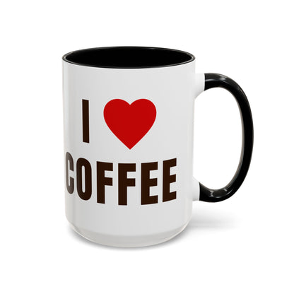 I Love Coffee Black Accent Mug