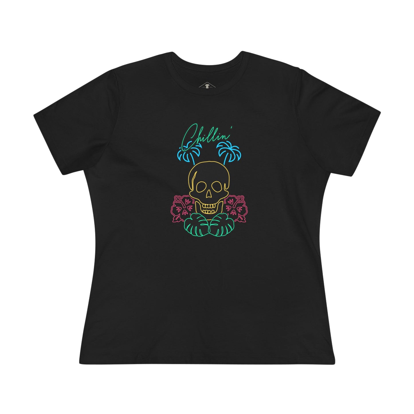 Chillin' Neon Skull  Black Womens T-Shirt