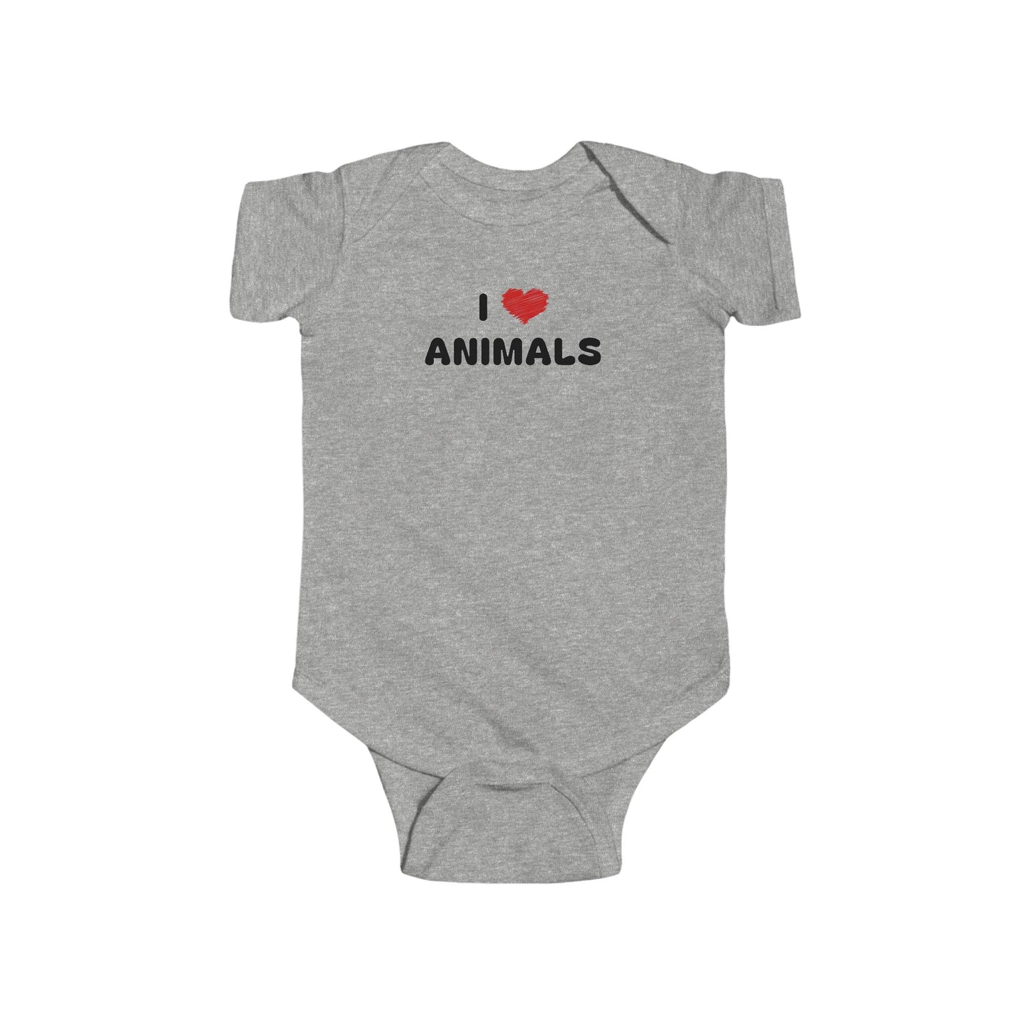 I Love Animals Grey Baby Bodysuit