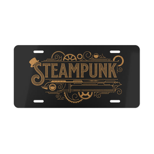 Steampunk Black Vanity License Plate