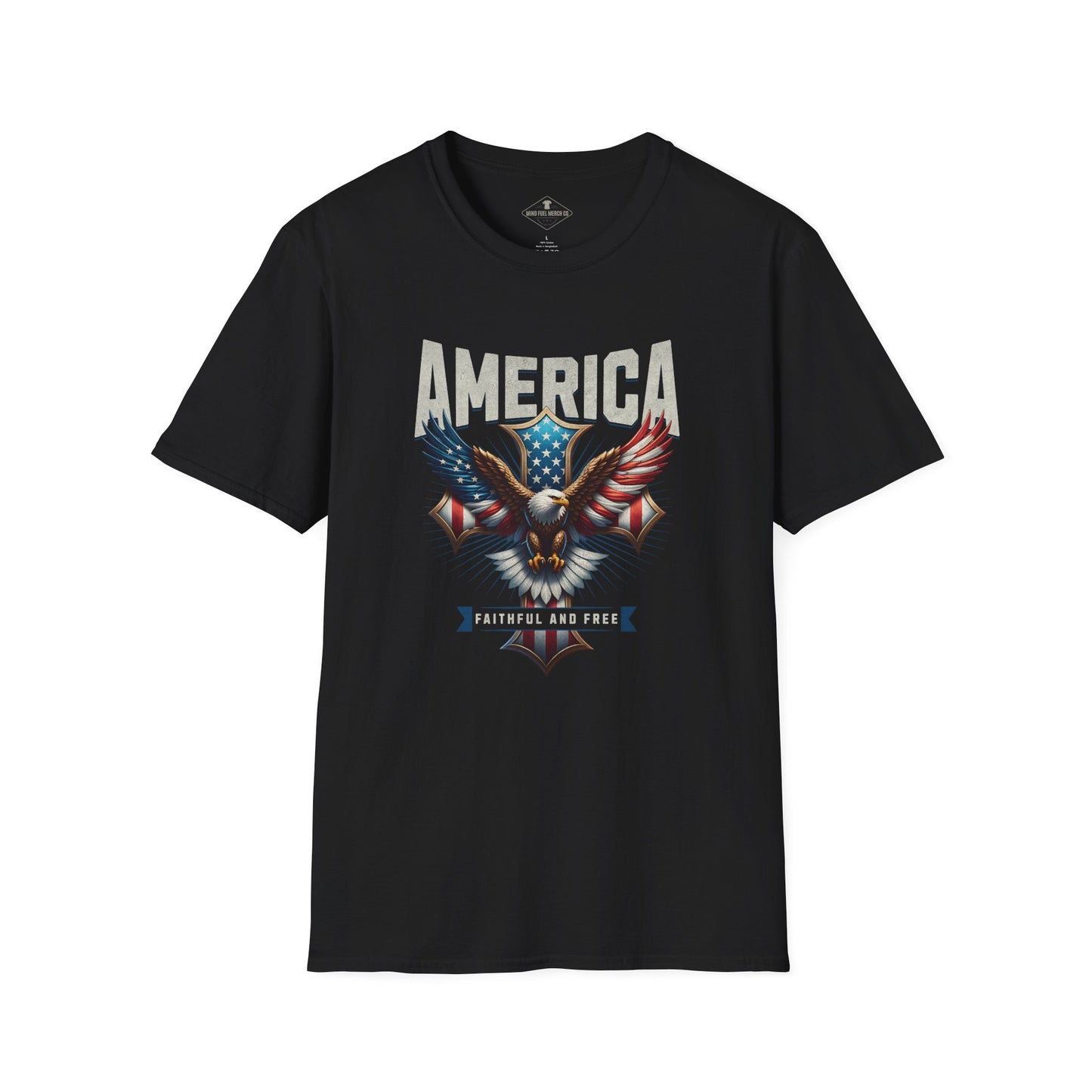 Eagle America Flag Black T-Shirt