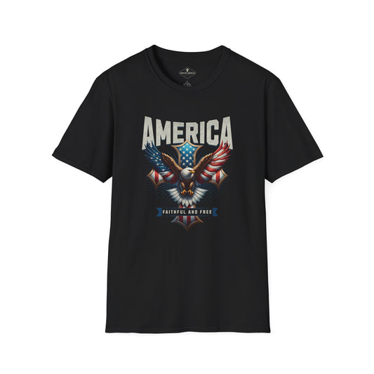 Eagle America Flag Black T-Shirt