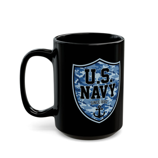 US Navy Camo Shield Black Mug
