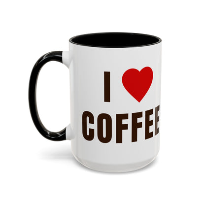 I Love Coffee Black Accent Mug