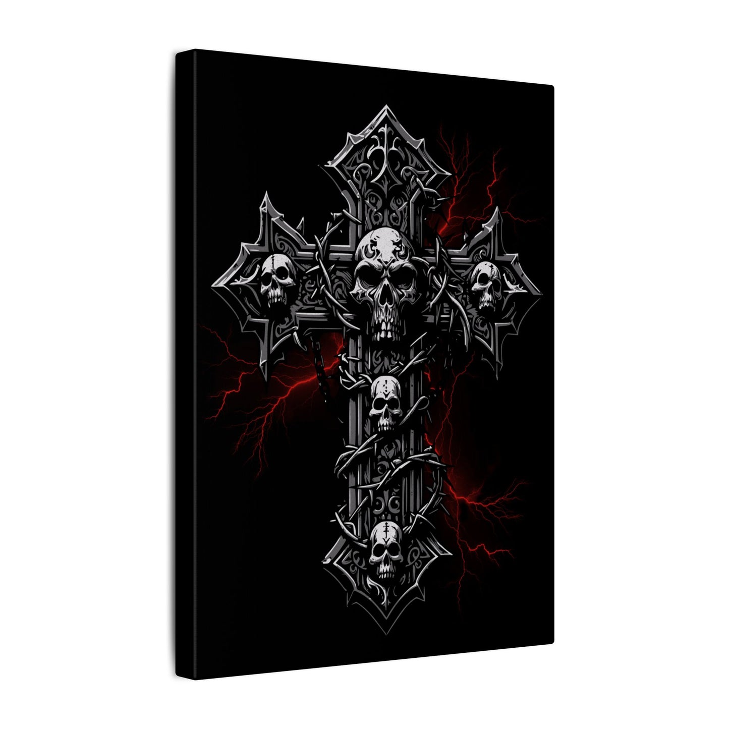 Vintage Halloween Skull Cross Black Wall Canvas