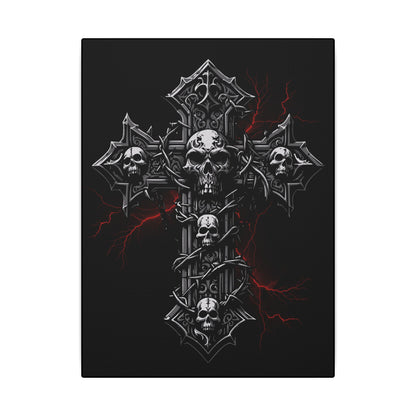 Vintage Halloween Skull Cross Black Wall Canvas