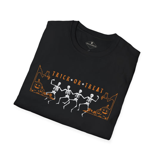 Trick Or Treat Halloween Skeletons Black T-Shirt