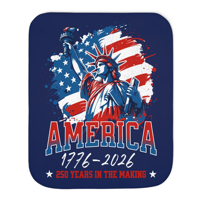 America 250 Years Liberty Flag Sherpa Blanket