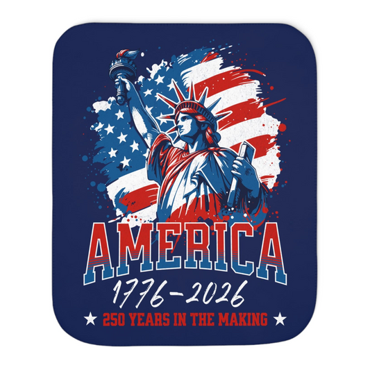 America 250 Years Liberty Flag Sherpa Blanket